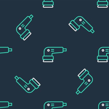 Line Electric Sander simgesi siyah arkaplanda kusursuz desen izole etti. Yörünge zımpara makinesi. Zemin ve ahşap zımpara kağıdı için. Vektör