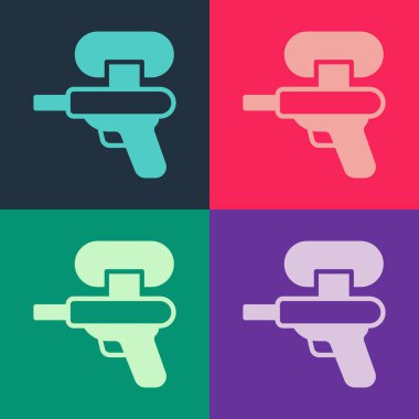 Pop Art Su Silahı simgesi renk arkaplanında izole edildi. Vektör