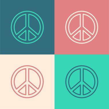 Pop Art Line Barış simgesi renk arkaplanında izole edildi. Hippi barış sembolü. Vektör