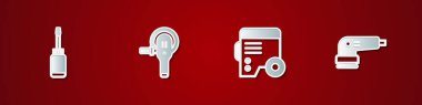 Set Screwdriver, Angle grinder, Power electric generator and Electric sander icon. Vector