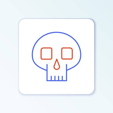 Kafatası çizgi simgesi beyaz arkaplanda izole edildi. Renkli taslak konsepti. Vektör