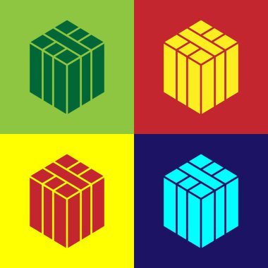Pop art Bale of hay icon isolated on color background.  Vector.