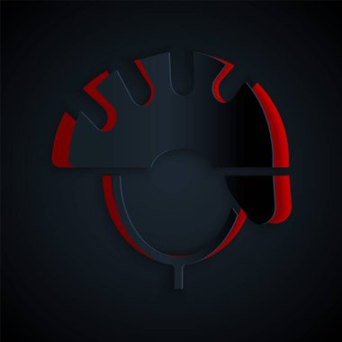 Kağıt kesiği bisiklet başlığı simgesi siyah arkaplanda izole edildi. Olağanüstü bir spor. Spor malzemeleri. Kağıt sanatı tarzı. Vektör.