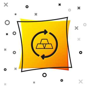 Beyaz arkaplanda siyah altın çubuk simgesi izole edildi. Bankacılık işi konsepti. Sarı kare düğme. Vektör