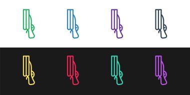 Shotgun simgesini siyah beyaz arkaplanda ayır. Avcı silahı. Vektör.