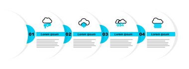 Set line Cloud with rain, snow,  and  icon. Vector