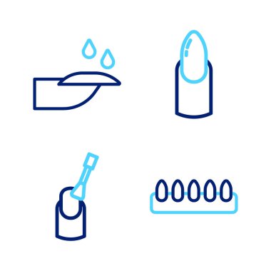 Set line False nails, Nail manicure,  and  icon. Vector