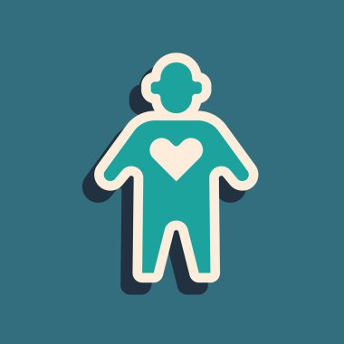 Yeşil arka planda yeşil gönüllü simgesi izole edildi. Uzun gölge tarzı. Vektör.