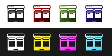 Çevrimiçi çevirmen simgesini siyah ve beyaz arkaplanda izole et. Sohbet balonunda yabancı dil konuşma simgeleri. Çeviri konsepti. Vektör.