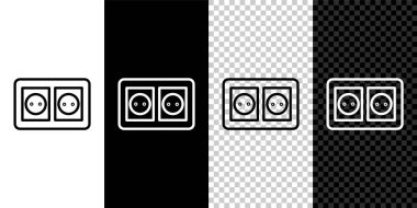 Isometric Electrical outlet simgesi gri arkaplanda izole edildi. Elektrik prizi. Rosette sembolü. Mavi kare düğme. Vektör.