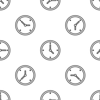 Gri çizgi saat simgesi beyaz arka planda kusursuz desen izole etti. Zaman sembolü. Vektör.