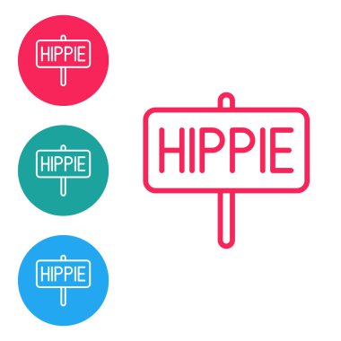 Kırmızı çizgi Barış simgesi beyaz arkaplanda izole edildi. Hippi barış sembolü. Simgeleri daire düğmelerine ayır. Vektör.