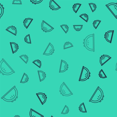 Siyah çizgi manikür lamba ikonu yeşil arka planda izole edilmiş pürüzsüz desen. Oje sürmek için ultraviyole lamba. Vektör.