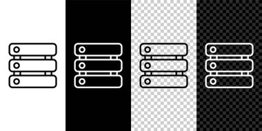 Satır Sunucusu, Data, Web Sunucu simgesi siyah beyaz, şeffaf arkaplanda izole edildi. Vektör.