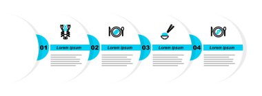 Set line Served fish on a plate Sushi cucumber and Lobster icon. Vector.