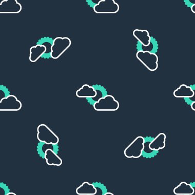 Çizgi Güneş ve bulut hava ikonu siyah arkaplanda izole edilmiş pürüzsüz desen. Vektör.