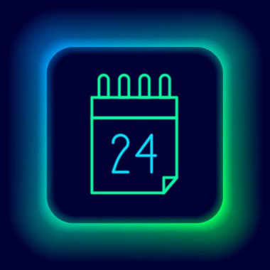 24 Ağustos 'ta Ukrayna' nın Bağımsızlık Günü 'nde parlayan neon hattı simgesi siyah arka planda izole edildi. Renkli taslak konsepti. Vektör.