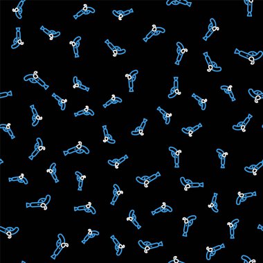 Çizgi Vintage tabanca simgesi siyah arkaplanda izole edilmiş. Eski bir silah. Vektör.