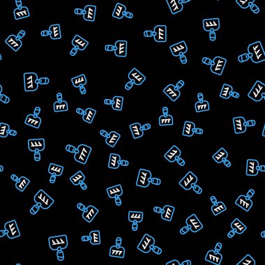 Line Lucky player icon isolated seamless pattern on black background. Vector.