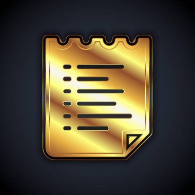 Altın Spor Eğitim Programı veya spor planı simgesi siyah arka planda izole edildi. Vektör.