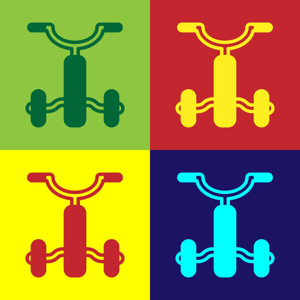 Pop art Bicycle for kids icon isolated on color background. Vector.
