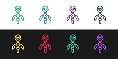 Sihirli çubuk simgesi siyah beyaz arkaplanda izole edildi. Sihirli değnek, asa, değnek, değnek. Vektör.