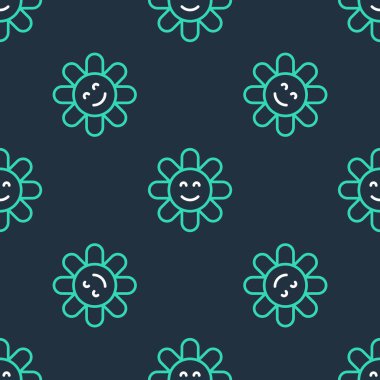 Çizgi Çiçeği simgesi siyah arkaplanda izole edilmiş. Vektör.