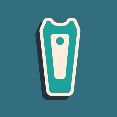 Green Nail cutter icon isolated on green background. Nail clipper. Long shadow style. Vector.
