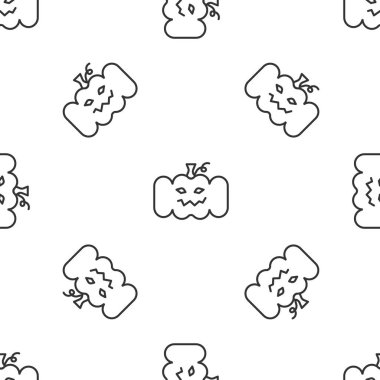 Gri çizgi balkabağı ikonu beyaz arka planda izole edilmiş kusursuz desen. Mutlu Cadılar Bayramı Partisi. Vektör.