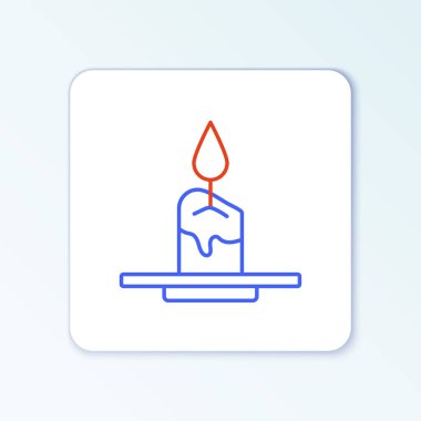 Beyaz arkaplanda izole edilmiş çizgi Aroma mum simgesi. Renkli taslak konsepti. Vektör.