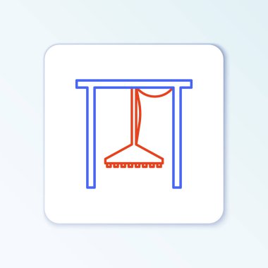 Beyaz arkaplanda çizgi otomatik sulama ikonu izole edildi. Su ekipmanları. Bahçe elemanı. Sprey tabanca ikonu. Renkli taslak konsepti. Vektör