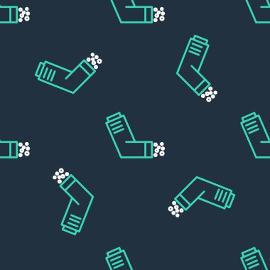 Çizgi solunum simgesi siyah arkaplanda izole edilmiş. Öksürük şurubu, solunum, alerjik hasta. Tıbbi alerji astım spreyi. Vektör