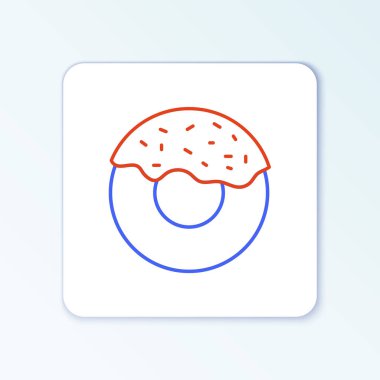 Beyaz arka planda izole edilmiş tatlı jöleli donut. Renkli taslak konsepti. Vektör