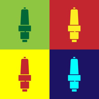 Pop Art Car Buji ikonu renk arkaplanında izole edildi. Araba elektrikli mumu. Vektör.