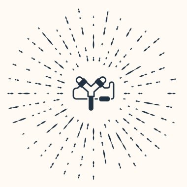 Gri Sapan simgesi bej arka planda izole edildi. Soyut çember rastgele noktalar. Vektör