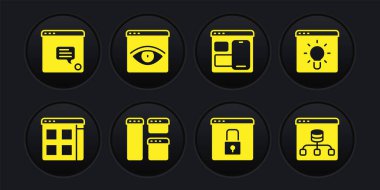 Set Browser files, window, Secure your site with HTTPS, SSL, Web developer programming code, incognito, Server, Data and New chat messages notification icon. Vector