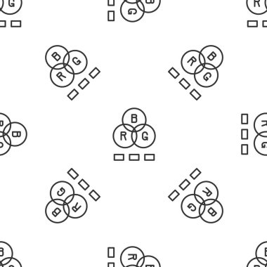 Grey line RGB color mixing icon isolated seamless pattern on white background.  Vector.