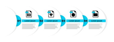 Set line XLS file document, HTML, RUBY and MP4 icon. Vector