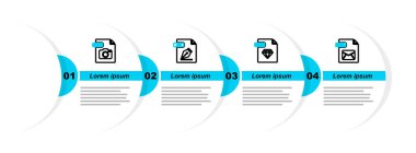 Set line EML file document, RUBY, AI and RAW icon. Vector