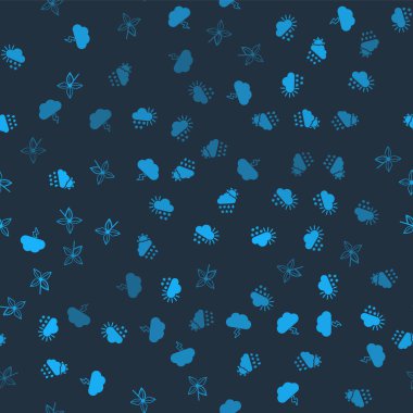 Set Storm, Cloudy with snow, snow, rain, sun and Pinwheel on seamless pattern. Vector.