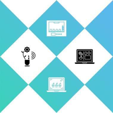 Set Smart farming technology, , Incubator for eggs and icon. Vector.