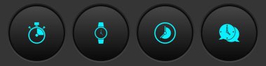 Set Stopwatch, Wrist, Clock and speech bubble icon. Vector.