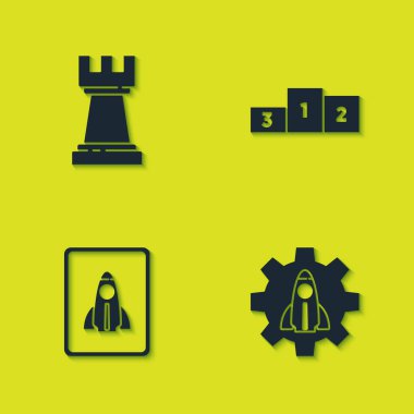 Set Chess, Startup project concept, and Business podium icon. Vector.