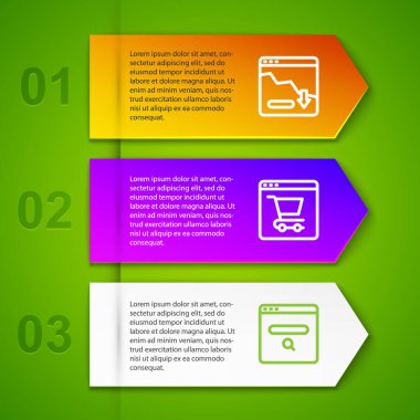 Set line Financial growth decrease Online shopping on screen and Search engine. Business infographic template. Vector.