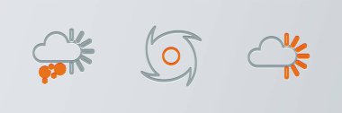 Set line Cloudy with snow and Tornado icon. Vector.