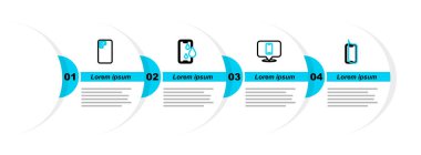 Set line Glass screen protector Phone repair service Waterproof phone and Smartphone icon. Vector.