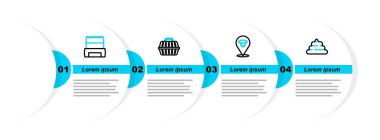 Set line Shit Cat nose Pet carry case and Dog shit in bag icon. Vector.