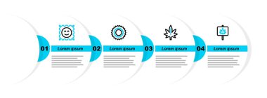 Set line Marijuana Sun and LSD acid mark icon. Vector.