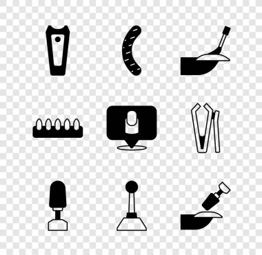 Set Nail cutter, file, Manicure, Milling for manicure, False nails and  icon. Vector