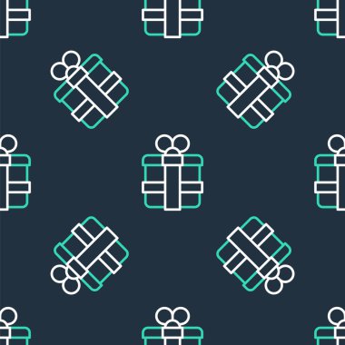 Satır Hediye kutusu simgesi siyah arkaplanda izole edilmiş kusursuz desen. Vektör